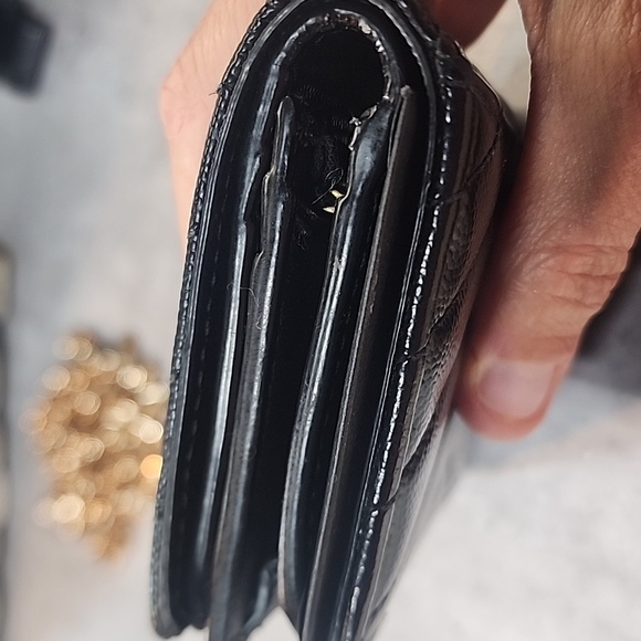 YSL Black Leather Caviar compact Wallet - Picture 3 of 15